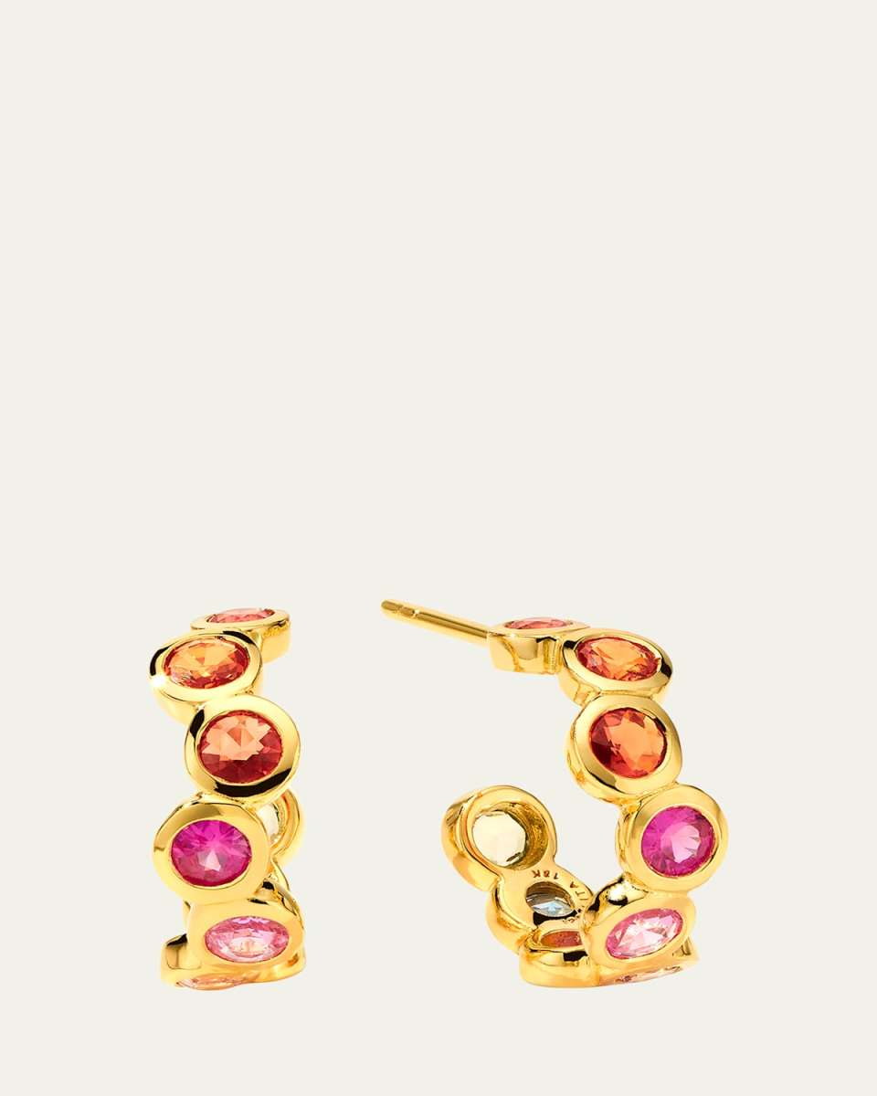 18K Starlet Huggie Earrings with Rainbow Sapphires